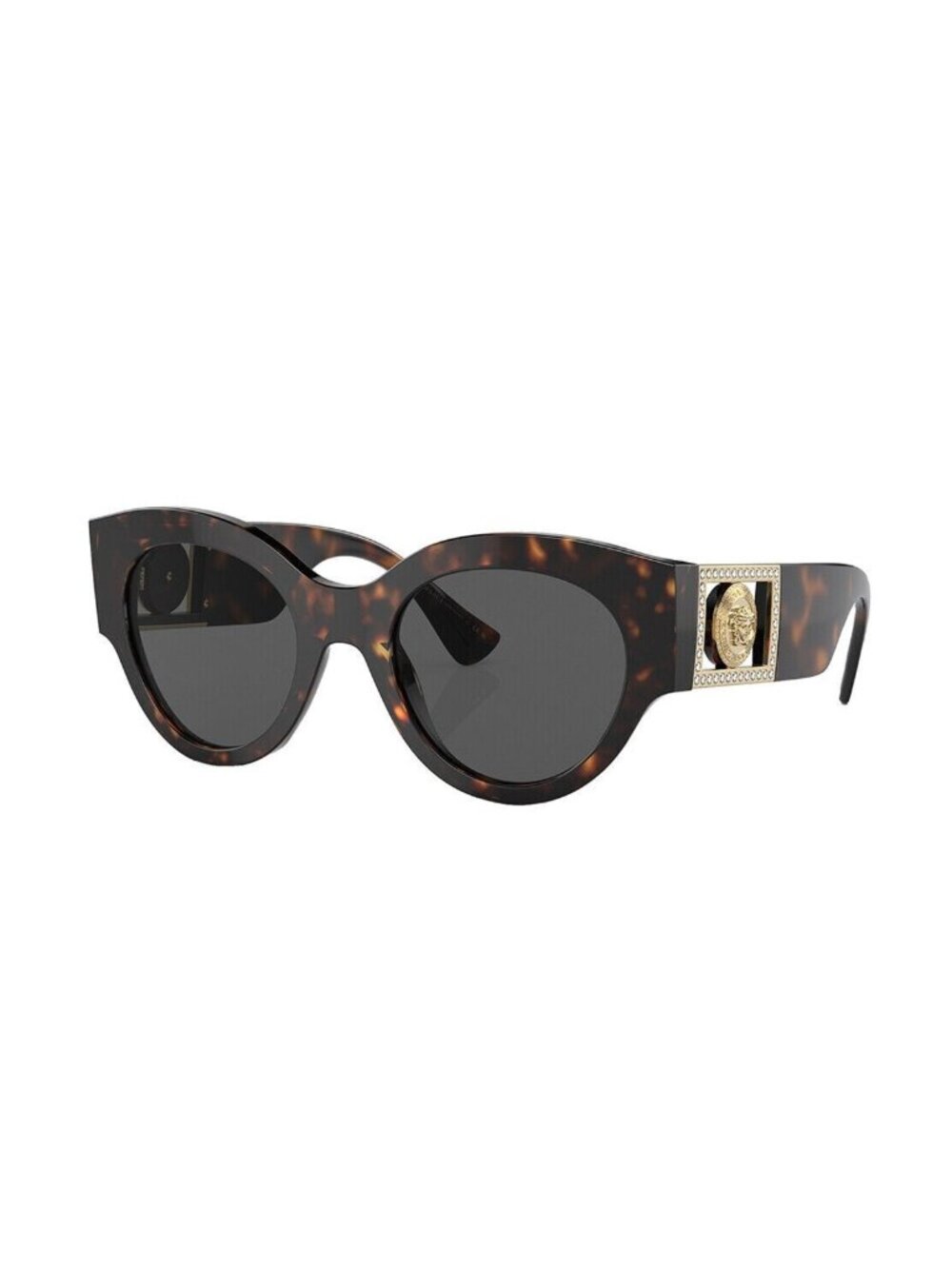 Versace VE 4438B 108/87 Dark Havana Plastic Round Sunglasses Grey Lens